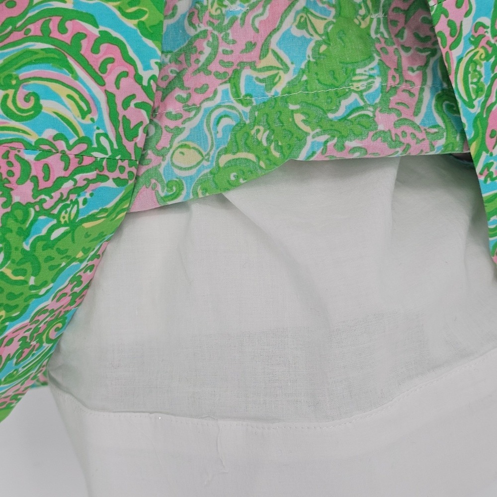 Lilly Pulitzer Jordan Strapless Dress 2 Chomp Chomp Green Pink Lace Trim - Picture 10 of 14